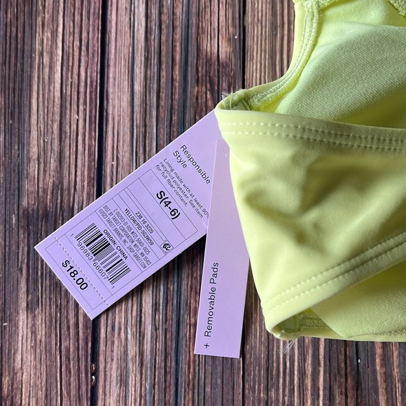 NWT Wild Fable Neon Citron Yellow Ruffle Bikini Top S - Picture 2 of 3